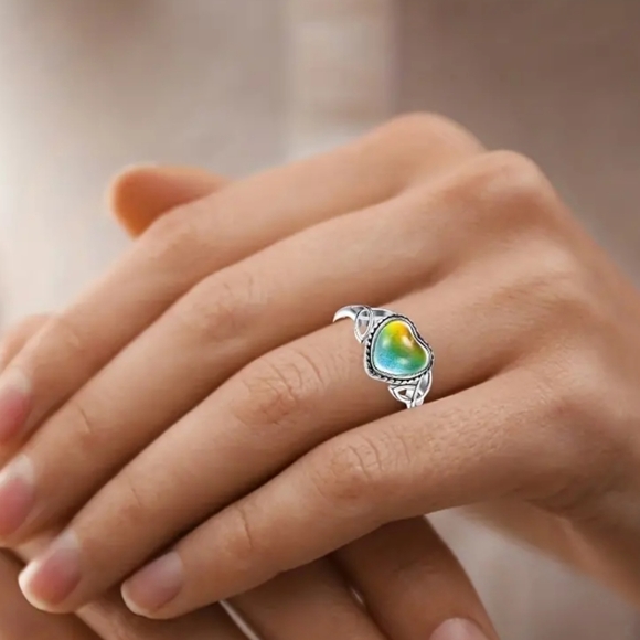 Mood Ring Heart Shaped Temperature. Sensing Color Changing. New In the package. - Picture 8 of 11